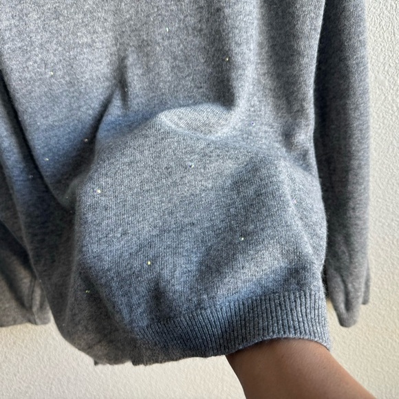 Bartolini Turtleneck Sweater Wool Cashmere Rhinestone Sparkle Holiday Gray L NWT - Picture 8 of 12
